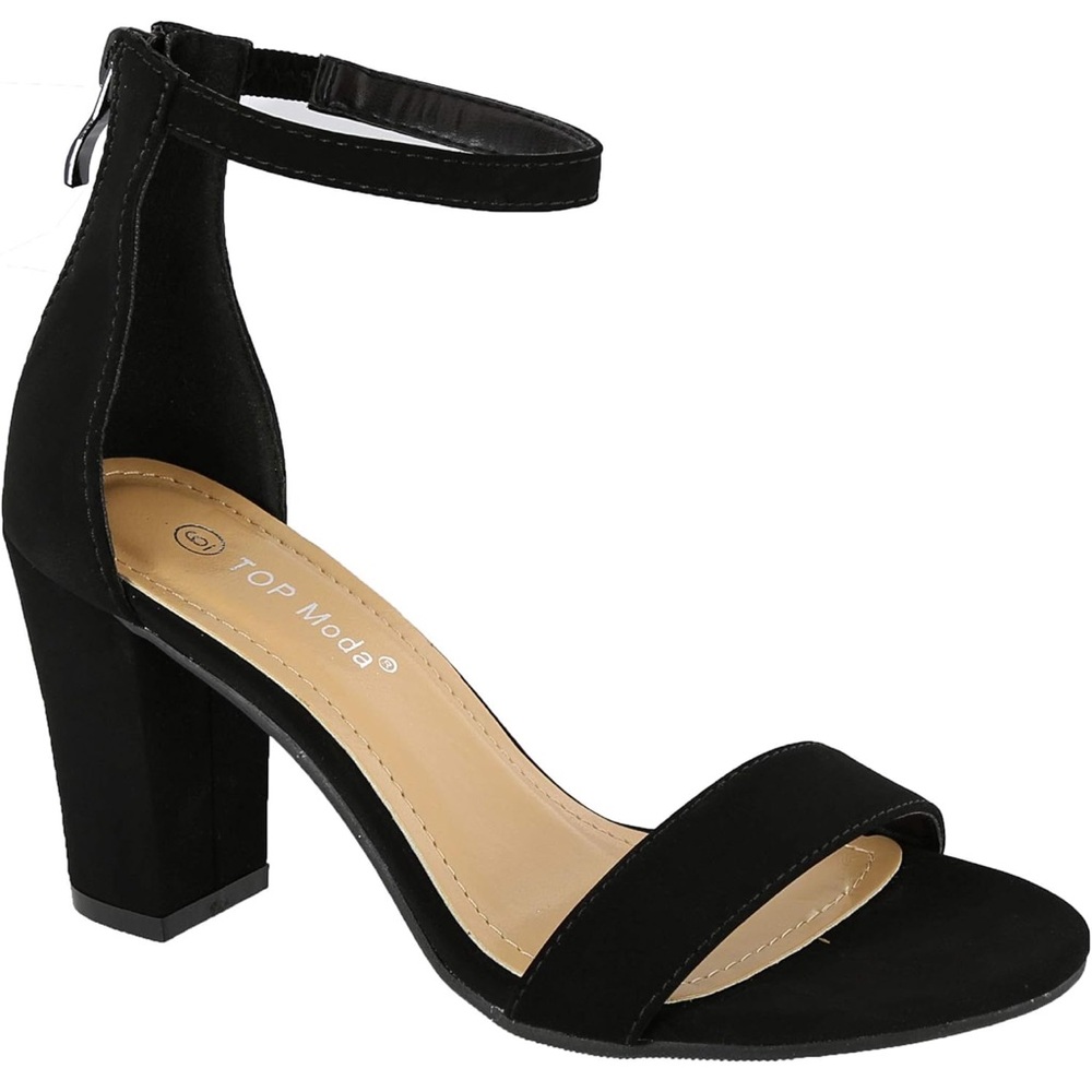 TOP Moda Black Ankle Strap Heels